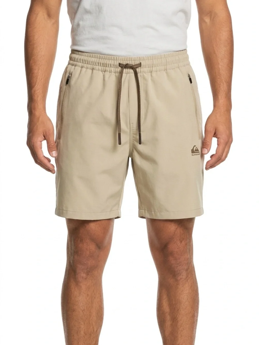 Quiksilver Men's Beige Swim Hybrids with Brown Drawstring Size Small